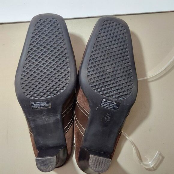 AEROSOLES Womens Mules Size 9M Brown Suede and Vegan Leather Heel Clogs Fleece - Picture 9 of 9